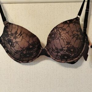 Secret Treasures Black Lace Bra with Nude Lining